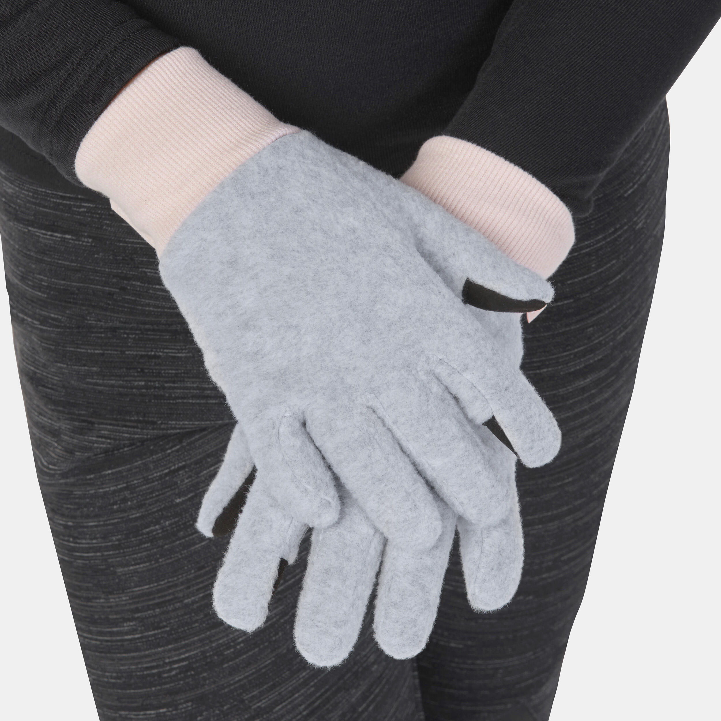 Kids' Fleece Gloves 6-14 Years HIKE500 - Grey