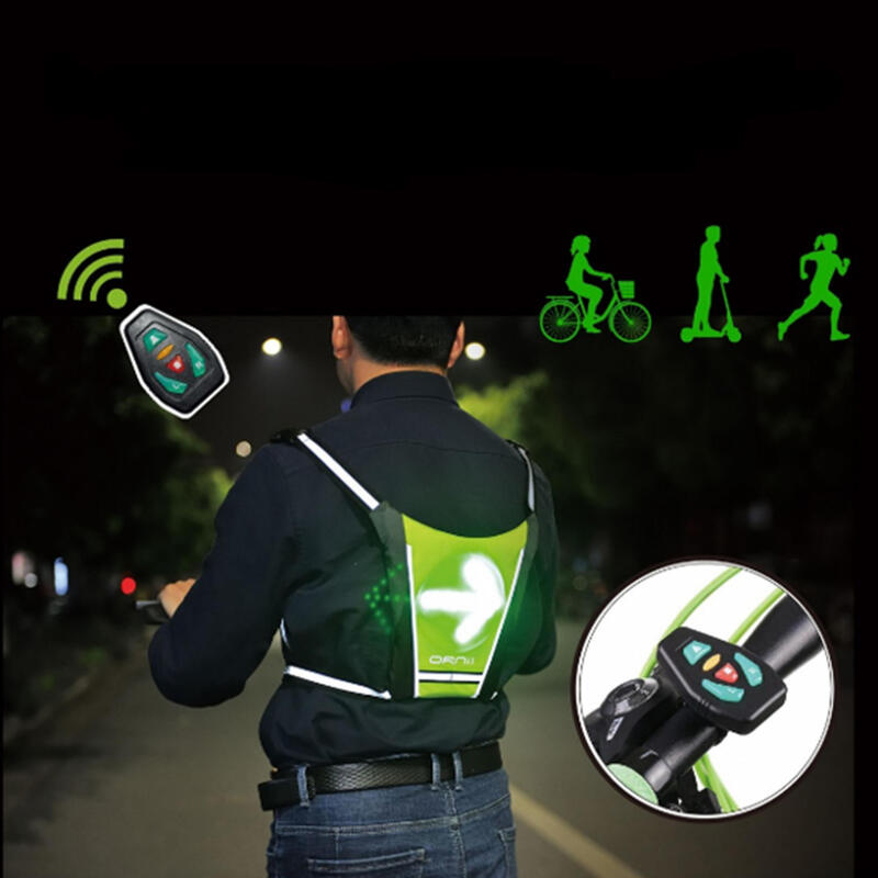 Cyklistická vesta blikající 5 světelných signálů černo-žlutá