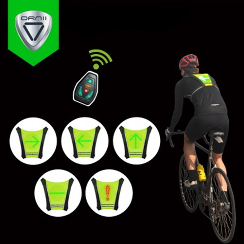 Cyklistická vesta blikající 5 světelných signálů černo-žlutá