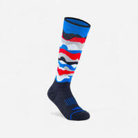 CHAUSSETTES DE SKI JUNIOR - 100 - CAMO BLEUE ORANGE