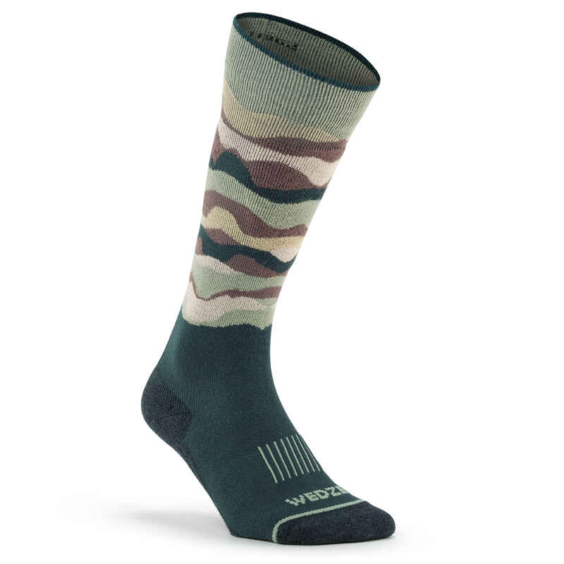 Skisocken Snowboardsocken Erwachsene - 100 Camouflage khaki
