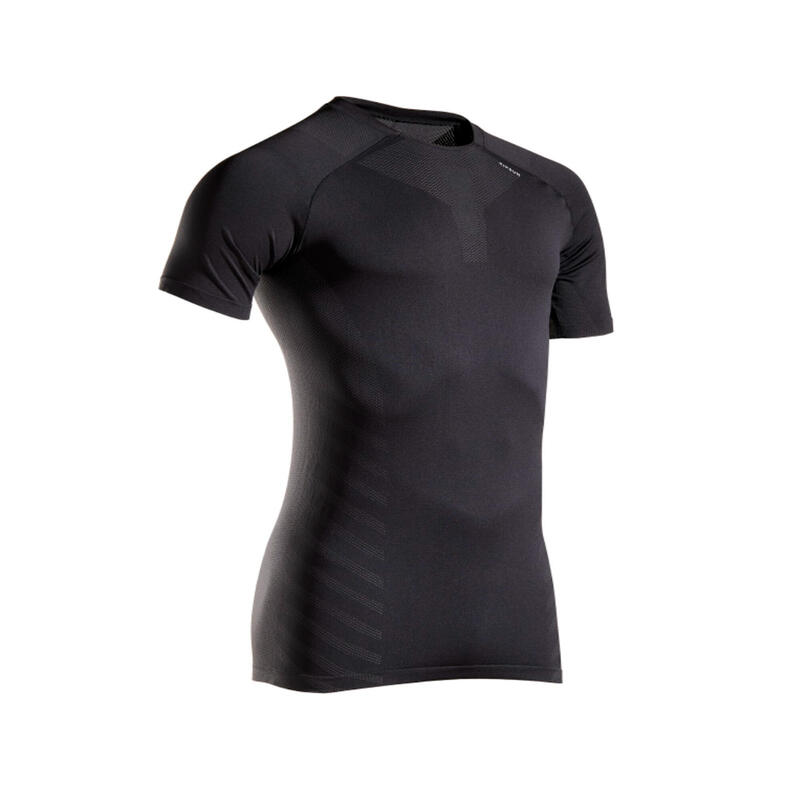 Laufshirt kurzarm Herren nahtlos - Run 500 Komfort Skin schwarz 