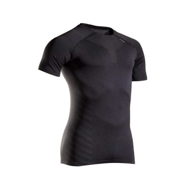 Naadloos hardloopshirt met korte mouwen voor heren Run 500 Comfort Skin zwart