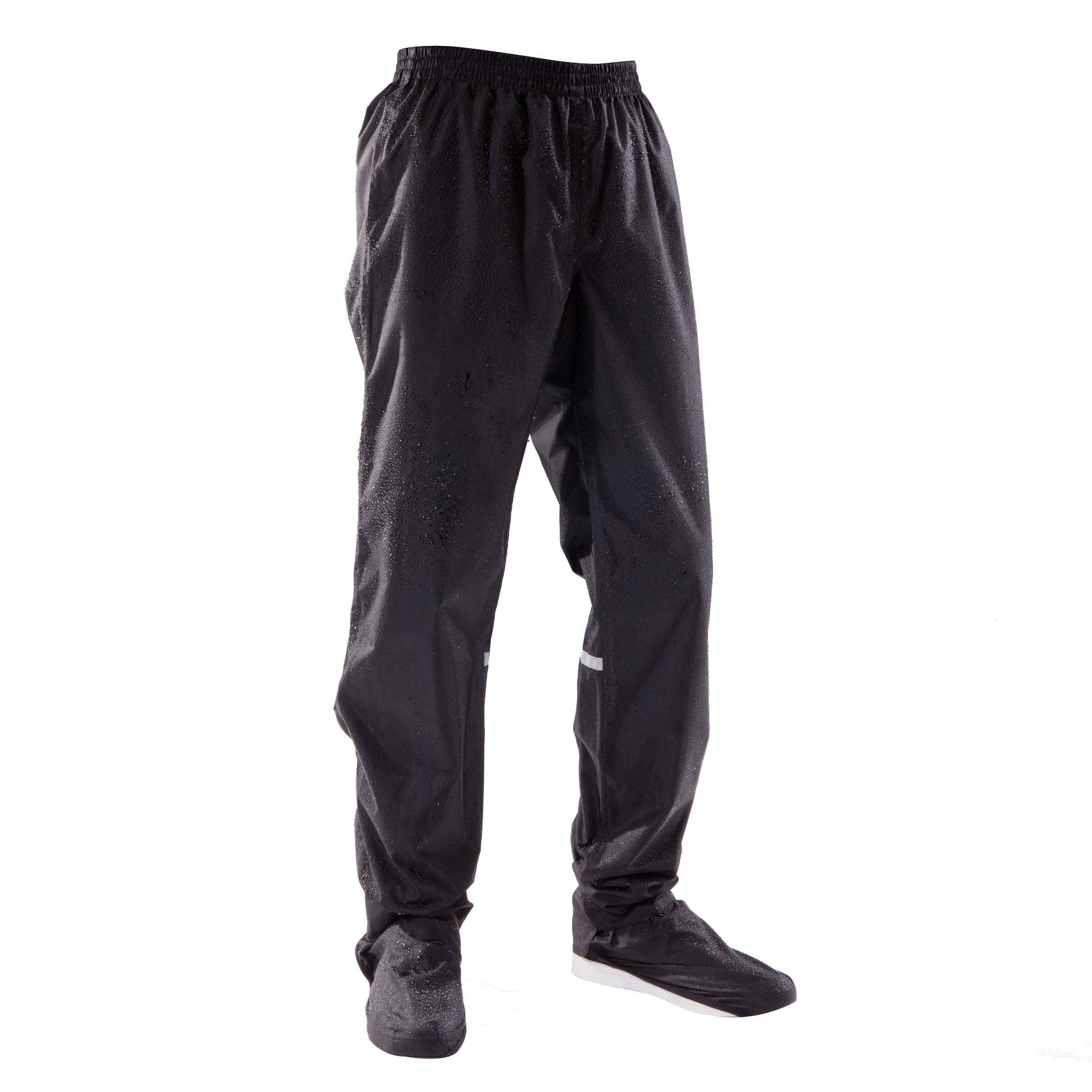 100 City Cycling Rain Overtrousers with Built-In Shoe Covers - Black 4/12