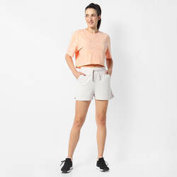 Celana Pendek Katun Fitness Wanita 520 - Off-White