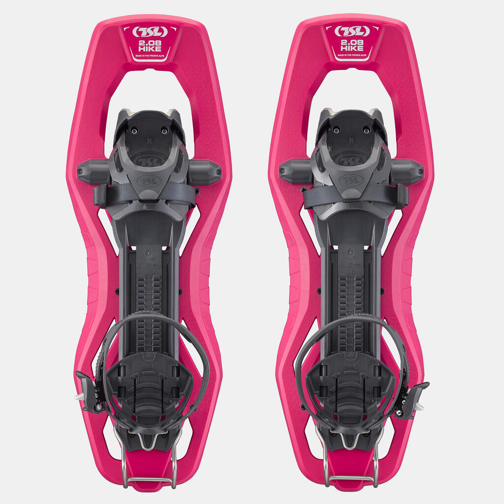 Hiking snowshoes pack with small deck - TSL 2.08 HIKE - Pink - Aluminium poles 3