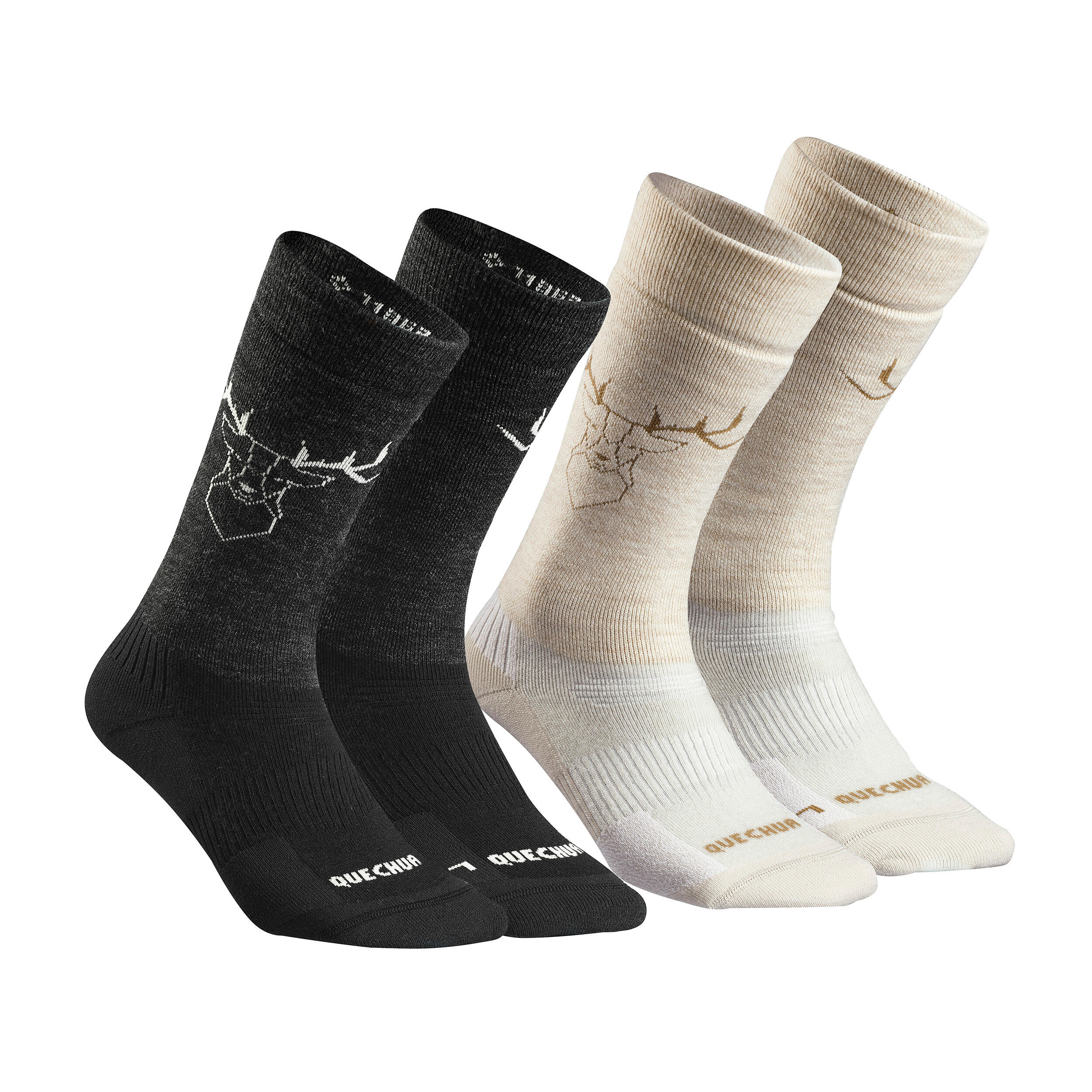 Mid-Height Hiking Socks - SH 500 Black - Black - Quechua - Decathlon