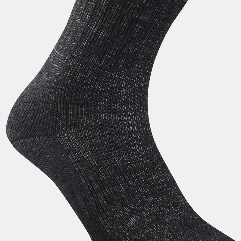 Set 2 perechi Șosete călduroase Mid Drumeție SH900 Negru
