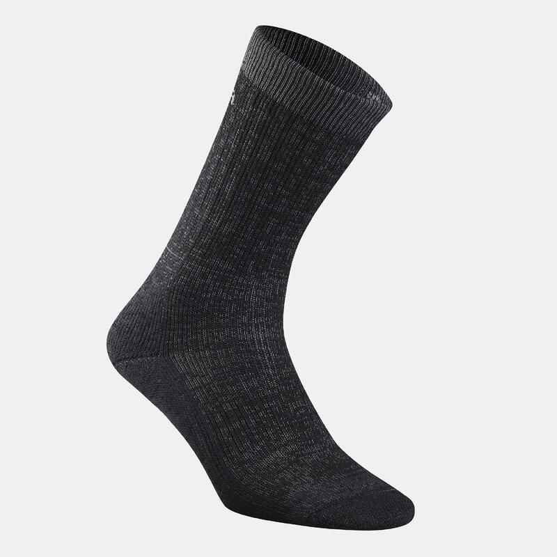 Set 2 perechi Șosete călduroase Mid Drumeție SH900 Negru