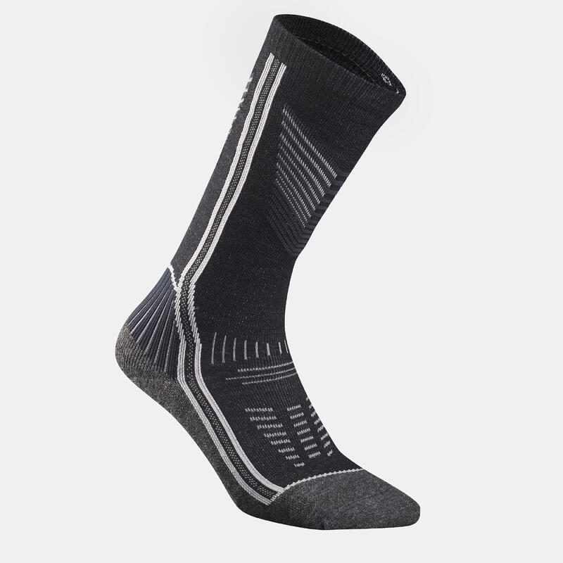 Set 2 perechi Șosete călduroase Mid Drumeție SH900 Gri