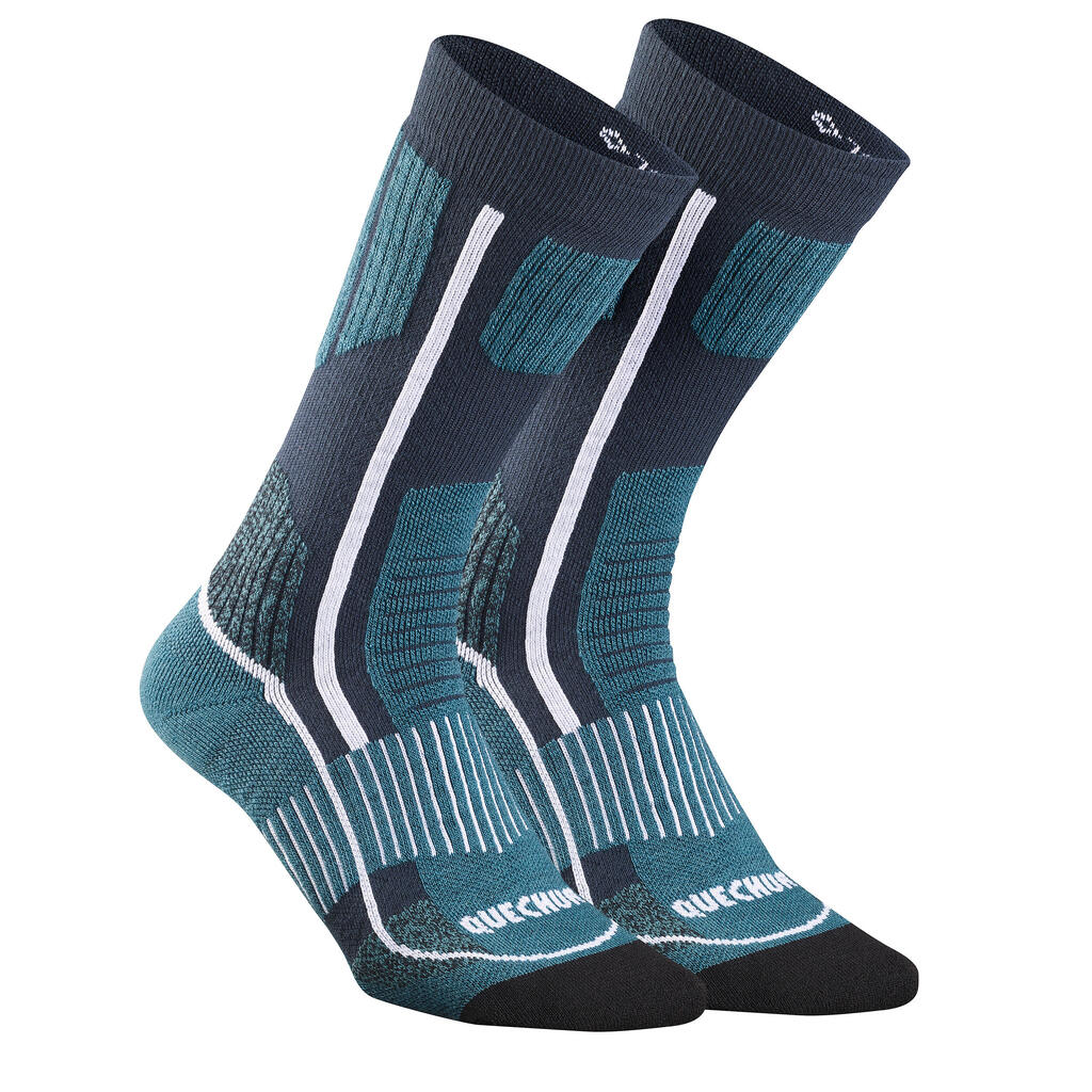 Wandersocken Damen/Herren warm halbhoch 2er-Pack - SH500 Mountain 