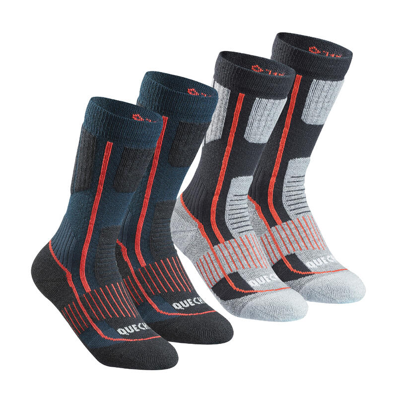 Chaussettes chaudes de randonnée - SH520 WARM MID - enfant X2 paires