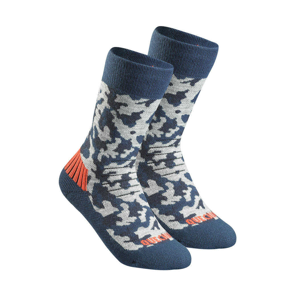 Detské polovysoké turistické ponožky SH100 hrejivé 2 páry