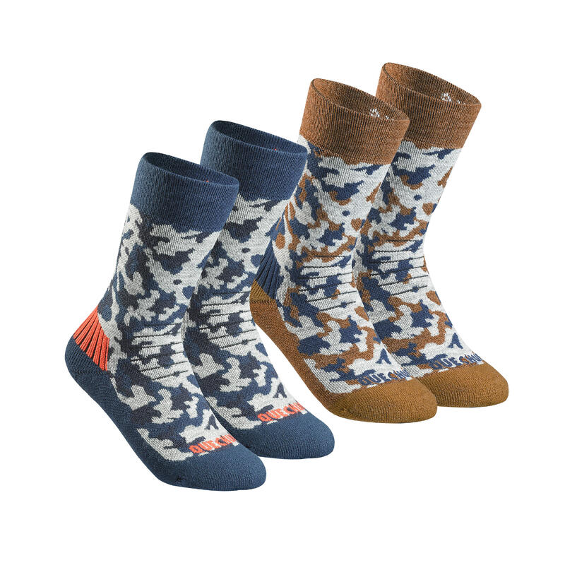 Chaussettes chaudes de randonnée - SH100 WARM MID - enfant X2 paires