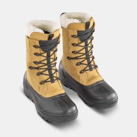Čizme za planinarenje SH900 kožne vodootporne s pertlama muške - oker