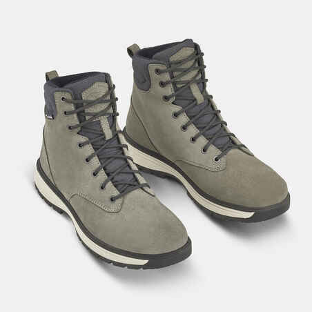 Men’s Warm and Waterproof Leather Hiking Boots - SH500 high