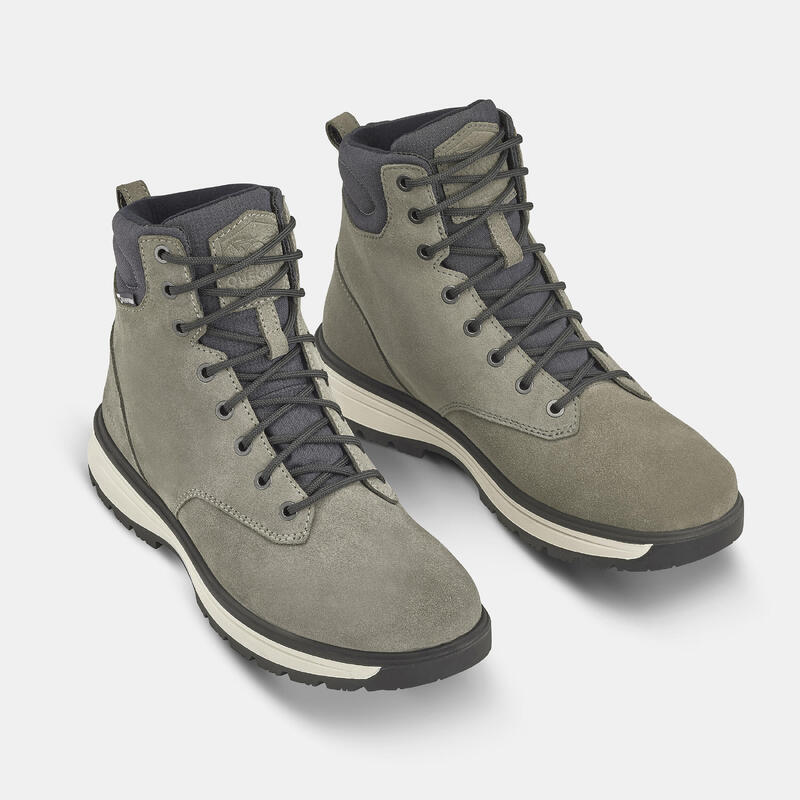 Warme waterdichte leren wandelschoenen heren SH500 high