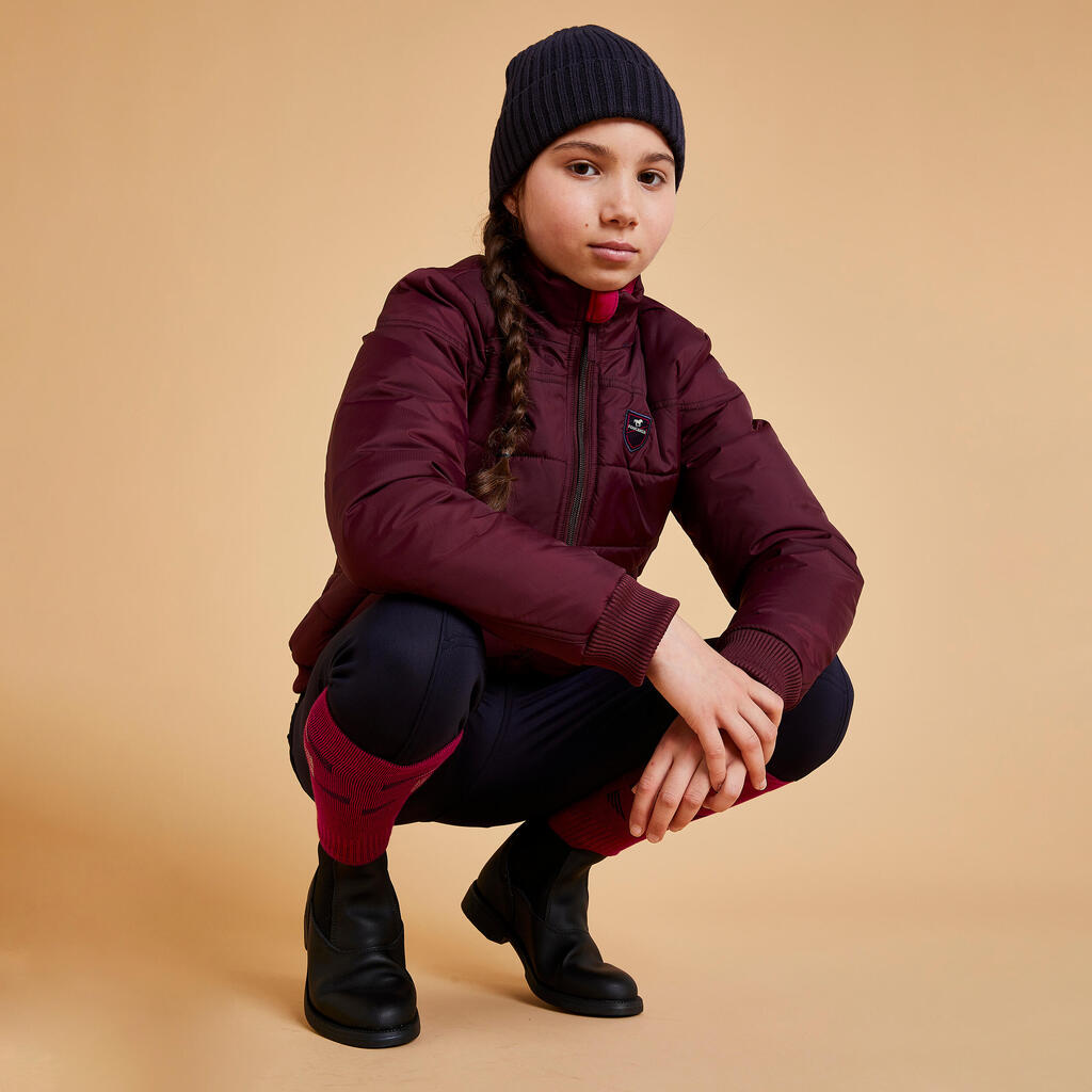 Winter-Reitjacke 500 Kinder bordeaux