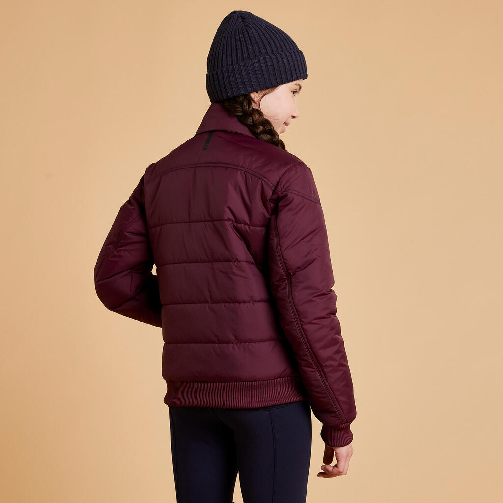 Kids' Horse Riding Warm Jacket 500 - Burgundy