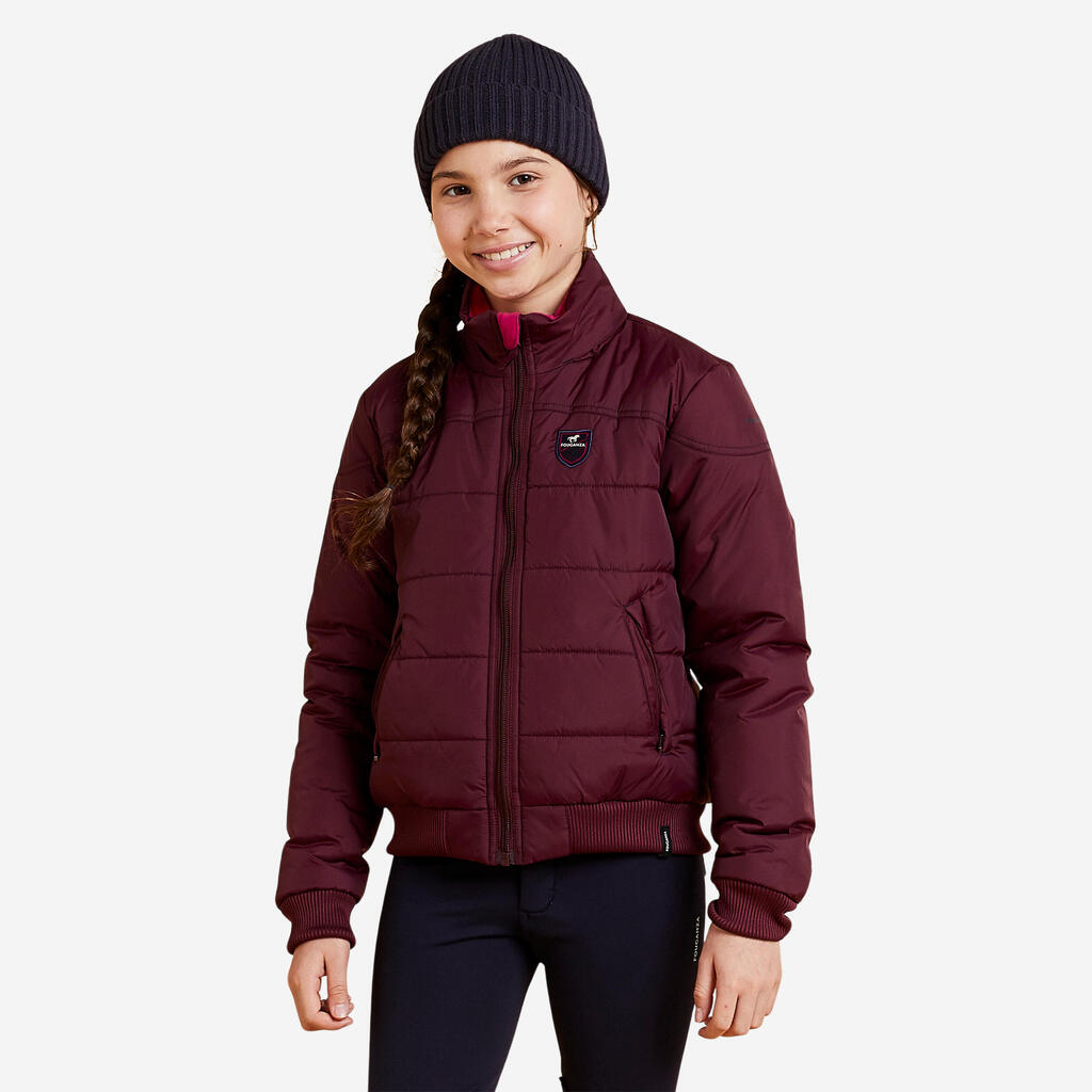 Kids' Horse Riding Warm Jacket 500 - Burgundy