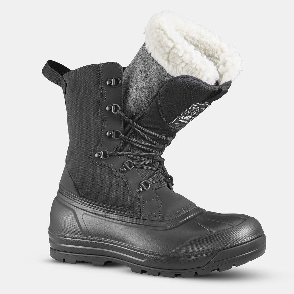 Čizme za planinarenje po snijegu SH900 na vezice tople vodootporne muške crne