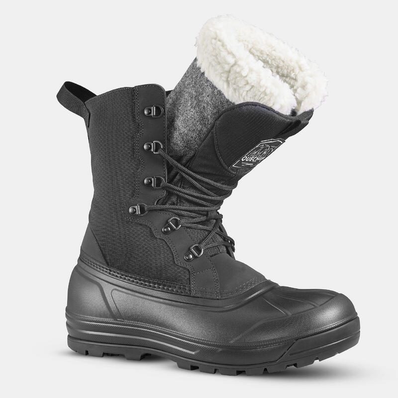 Cizme Iarnă Șiret Călduroase Impermeabile Drumeție pe zăpadă SH900 Negru Bărbaţi