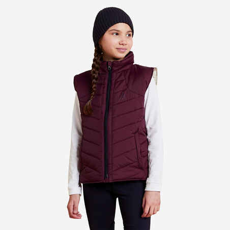 Kids' Sleeveless Horse Riding Gilet 500 Warm - Burgundy