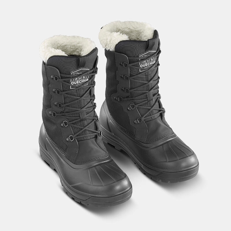 Cizme Iarnă Șiret Călduroase Impermeabile Drumeție pe zăpadă SH900 Negru Bărbaţi