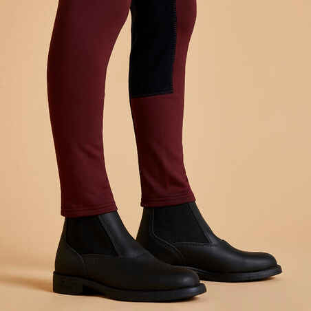 Kids' Warm Full Seat Horse Riding Jodhpurs 180 - Burgundy