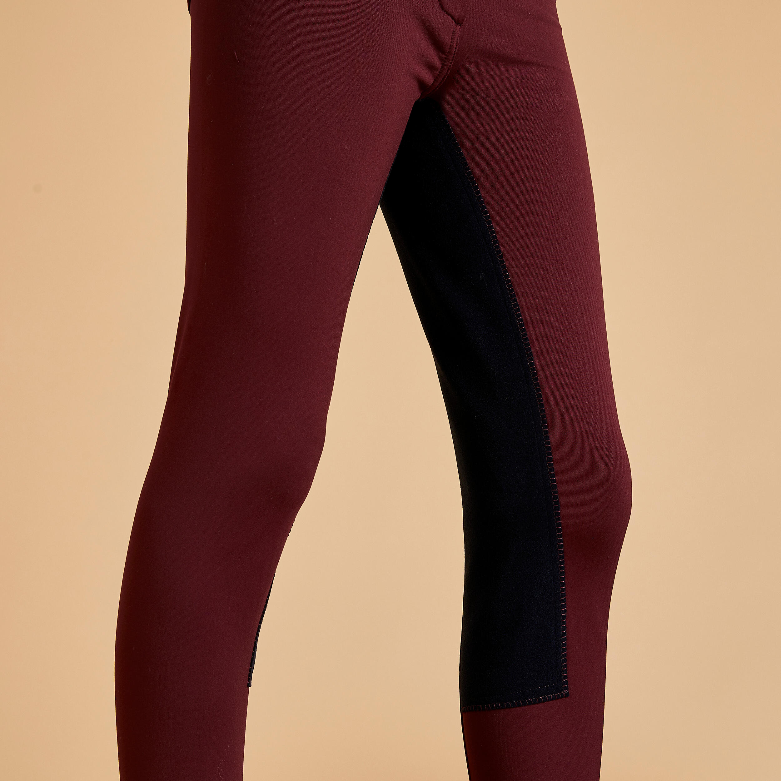 Pantaloni da equitazione con fondo in pelle calda per bambini - 180 bordeaux