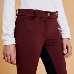 Kids' Full Seat Horse Riding Jodhpurs 180 Warm - Burgundy