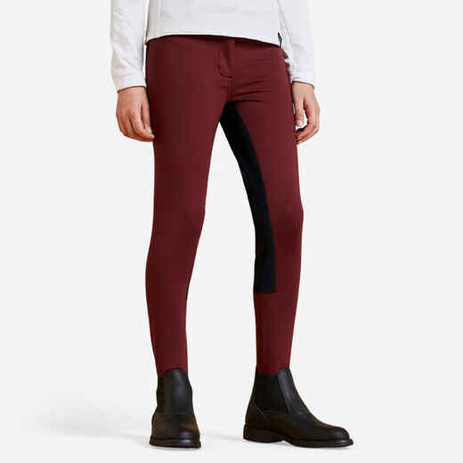 
      Kids' Warm Full Seat Horse Riding Jodhpurs 180 - Burgundy
  