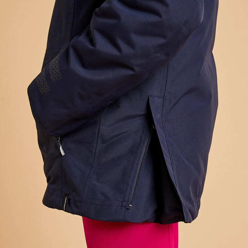 Veste équitation imperméable et chaude Enfant - 500 marine et rose