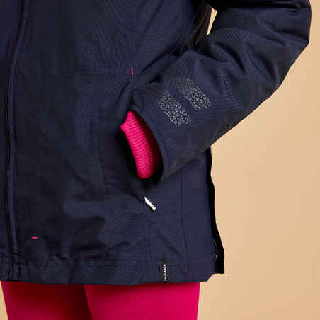 Vaikiška šilta neperšlampama jojimo striukė su gobtuvu „500“, mėlyna, rožinė