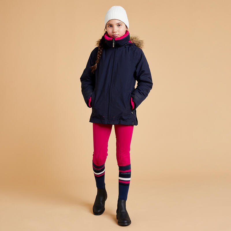 Jachetă Parka Impermeabilă Călduroasă 500 WARM bleumarin/ roz Copii