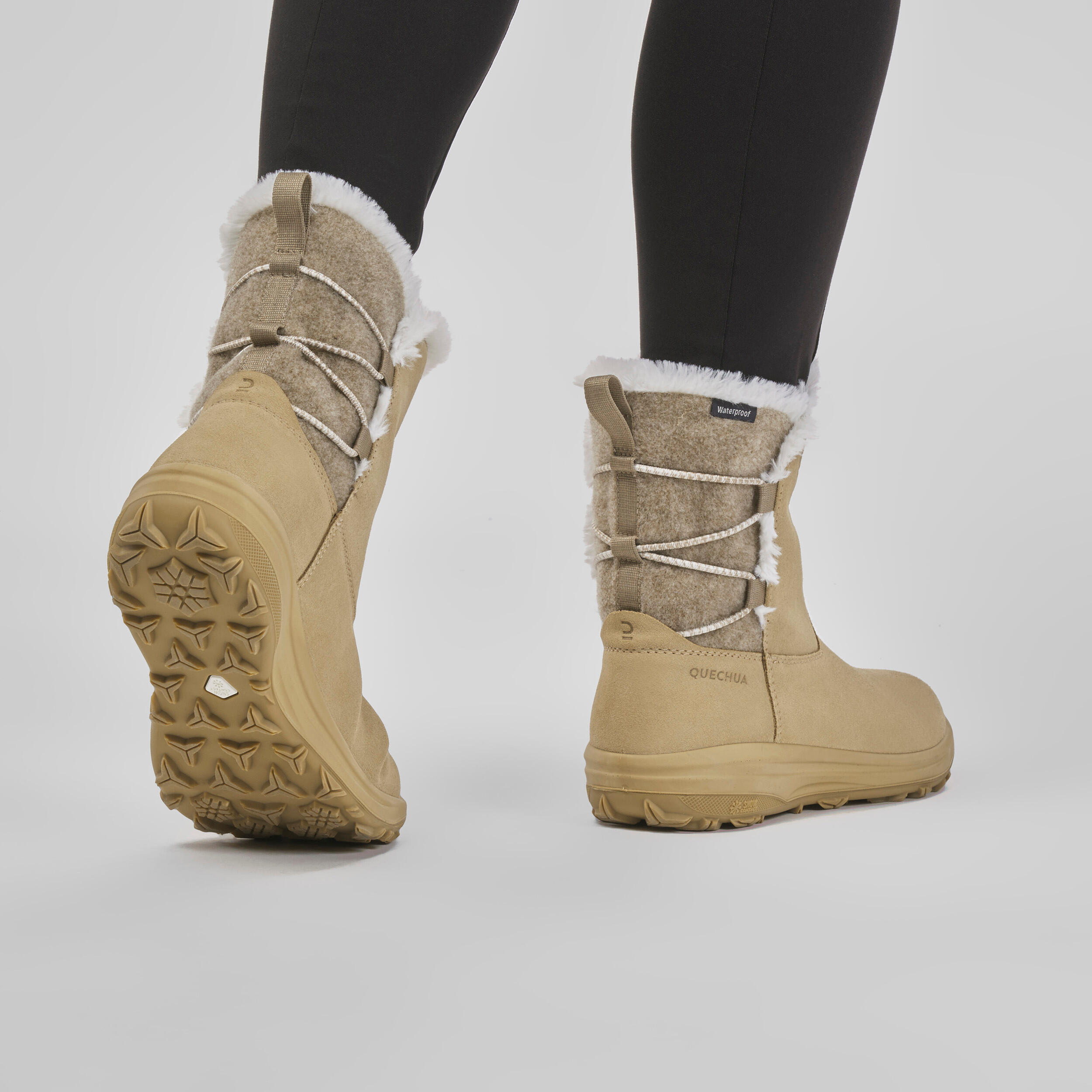 Women's warm waterproof snow hiking boots - SH500 leather 7/10
