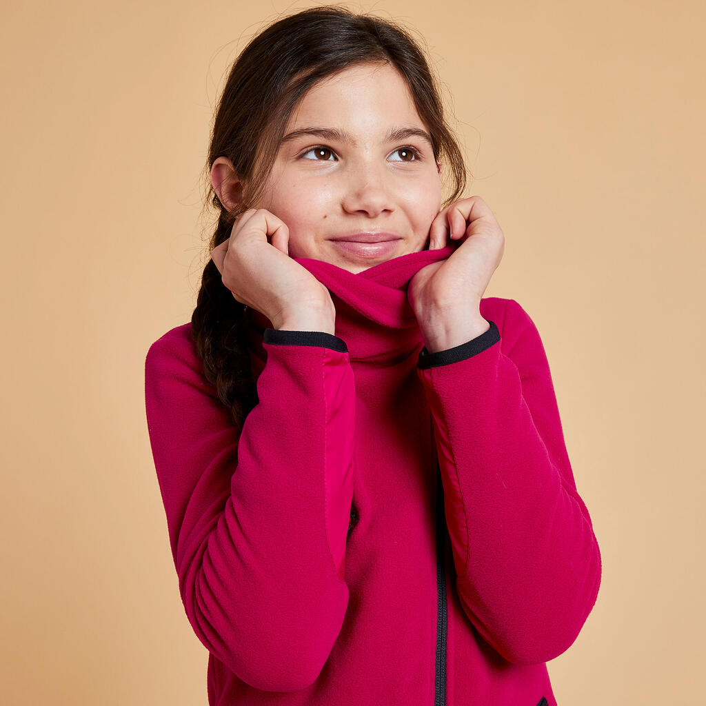 Vaikiškas flisinis jojimo džemperis „100“, tamsiai rožinis
