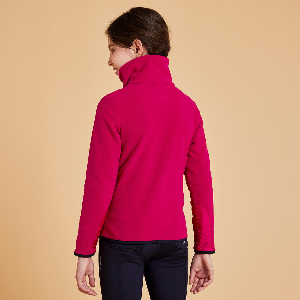 Vaikiškas flisinis jojimo džemperis „100“, tamsiai rožinis