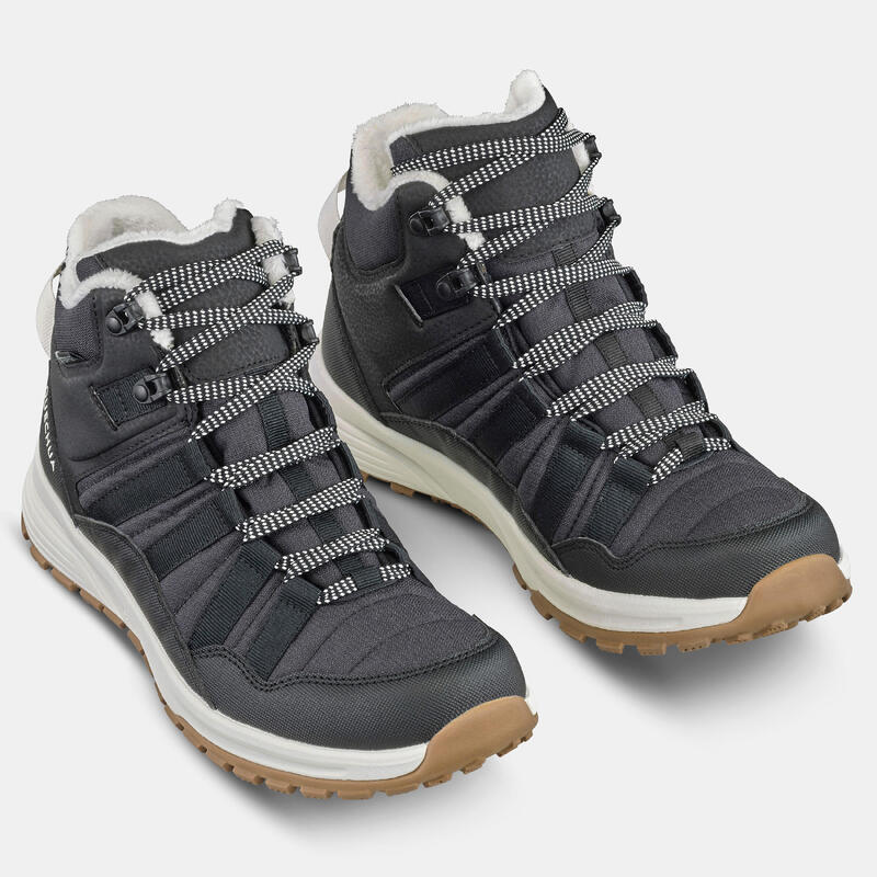 Chaussures de randonnée chaudes et imperméables femme, NH500 Mid noir