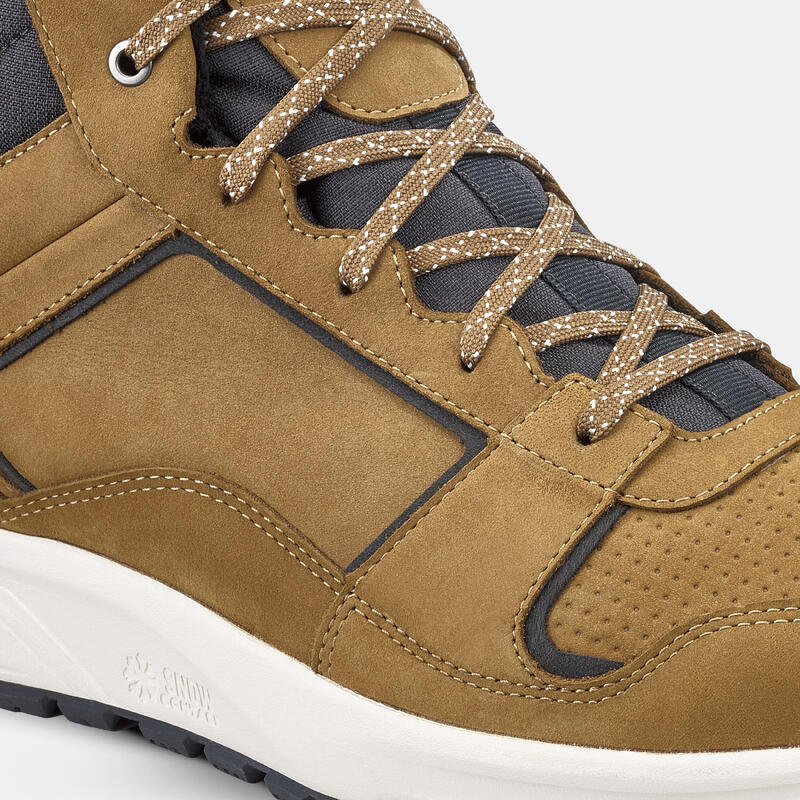 Chaussures de randonnée en cuir chaud homme, NH500 Mid Leather marron