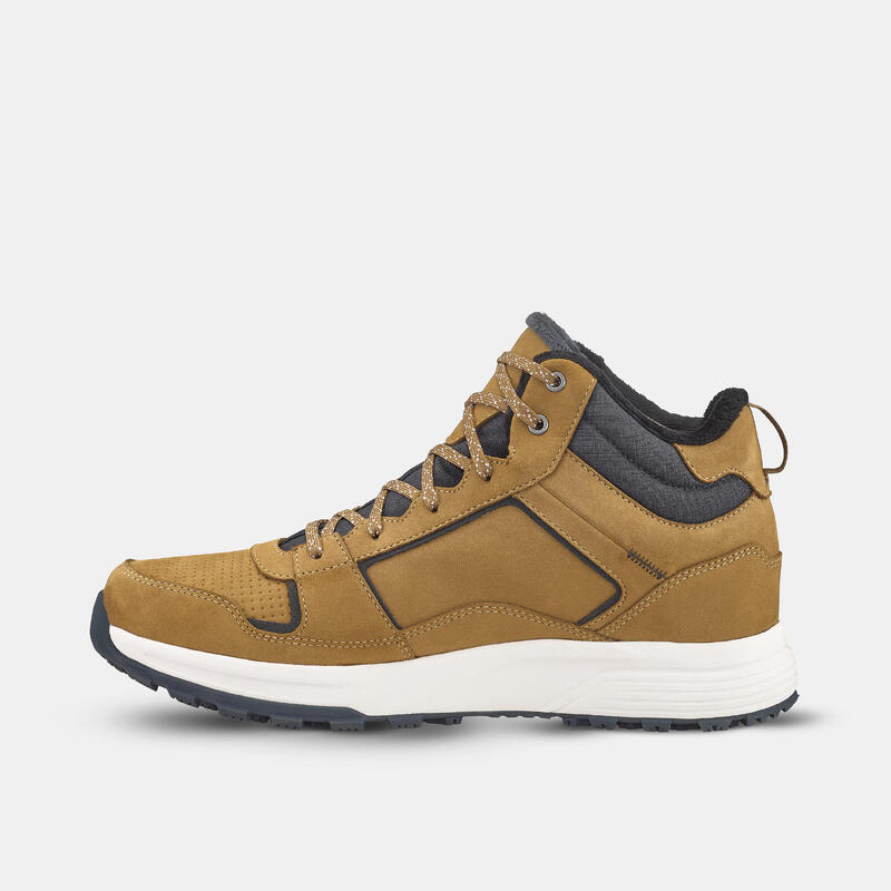 Chaussures de randonnée en cuir chaud homme, NH500 Mid Leather marron
