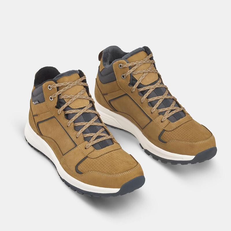 Chaussures de randonnée en cuir chaud homme, NH500 Mid Leather marron
