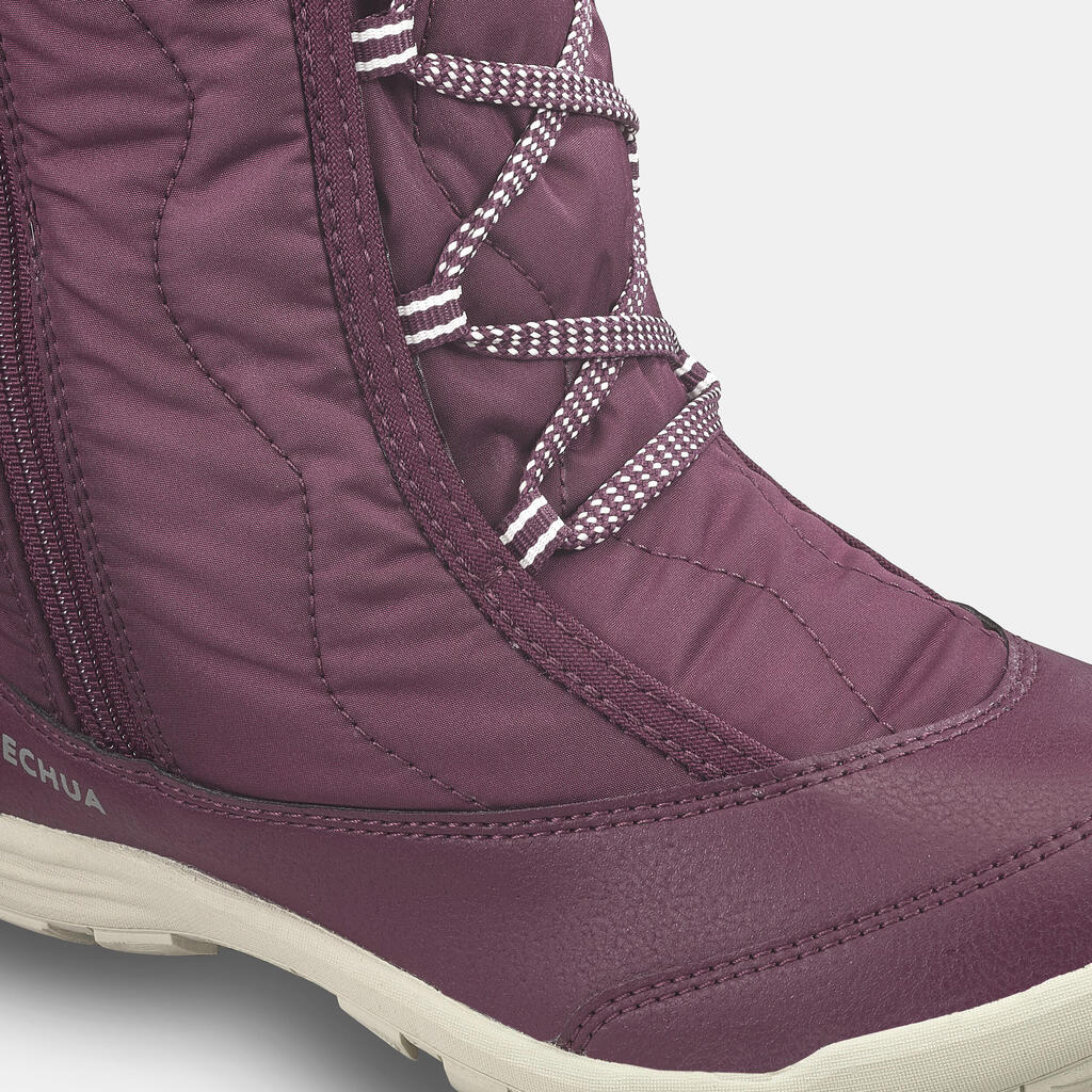 GIRLS' WARM WATERPROOF HIKING SNOW BOOTS - SH500 ZIP - SIZE 11.5 - 5.5