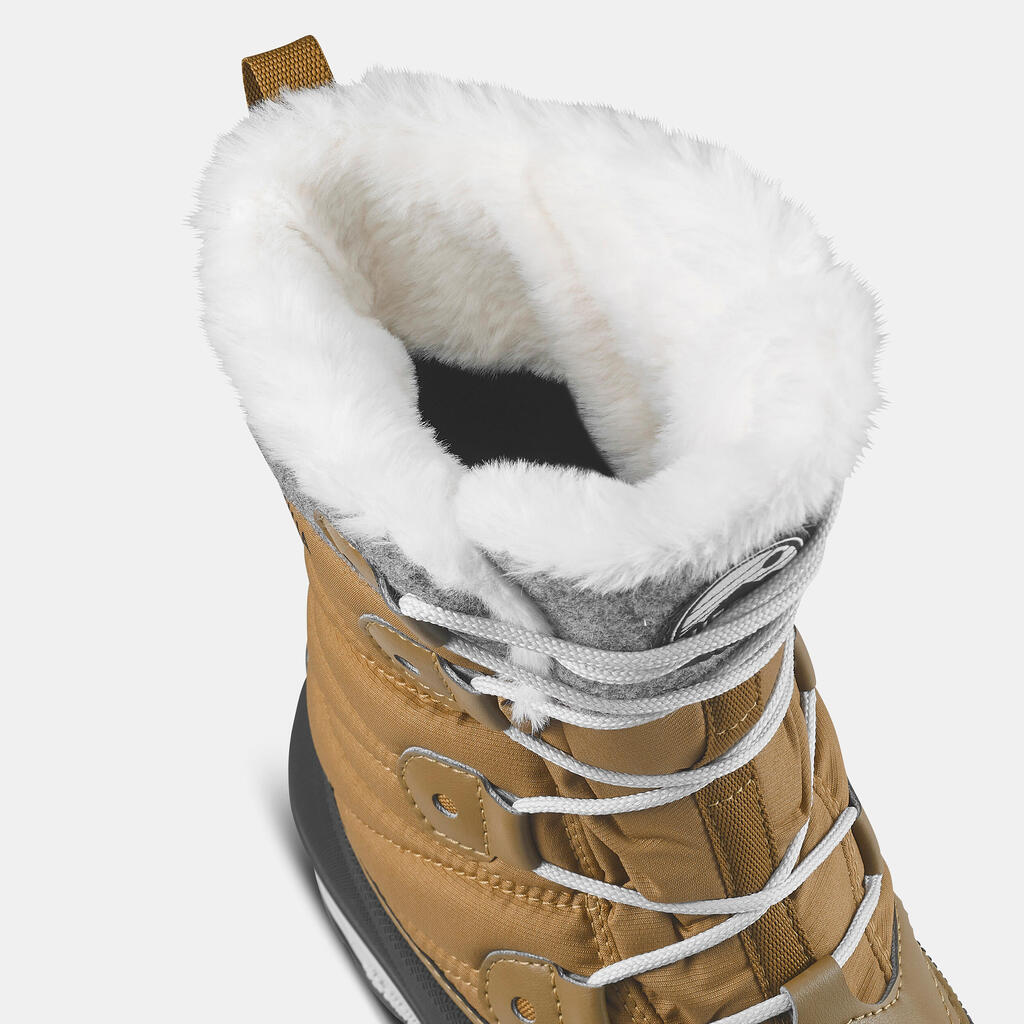 Schneestiefel Damen hoch warm wasserdicht Winterwandern - SH500 beige