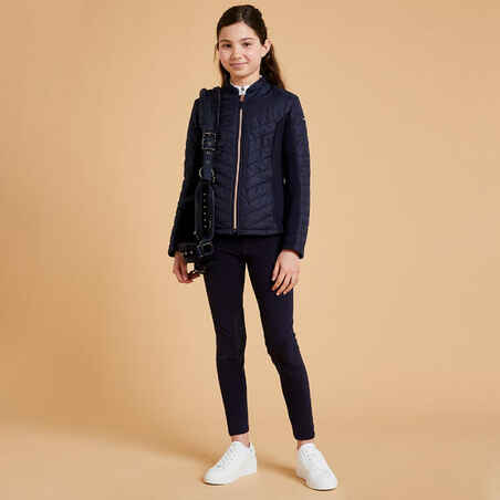 Kids' Horse Riding Jacket 500 - Navy/Rose Gold Zip