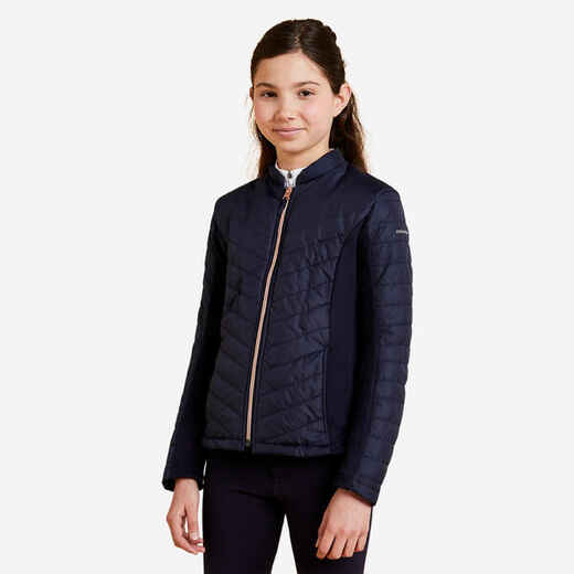 
      Kids' Horse Riding Jacket 500 - Navy/Rose Gold Zip
  