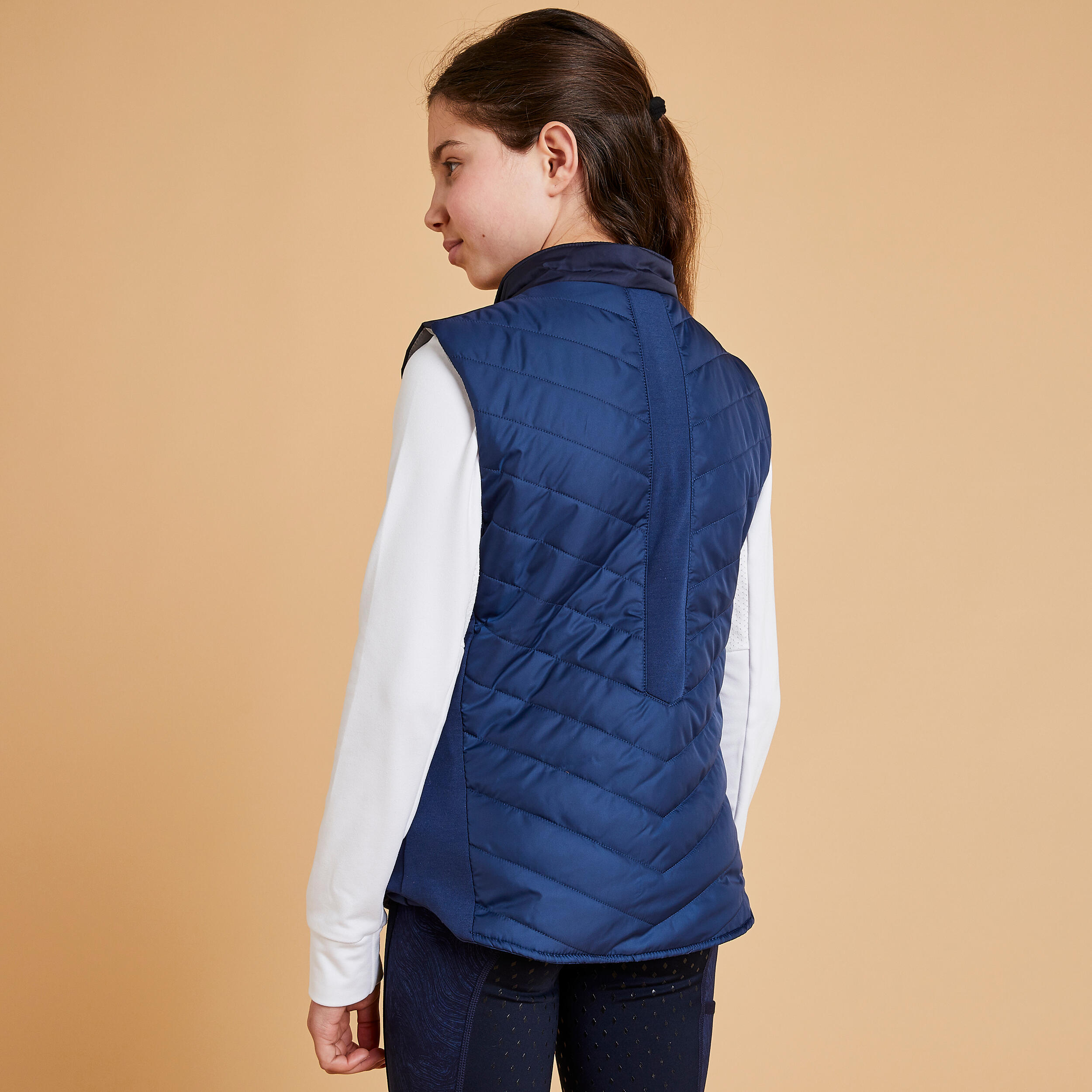 Kids' Horse Riding Sleeveless Down Jacket - 500 Blue - FOUGANZA