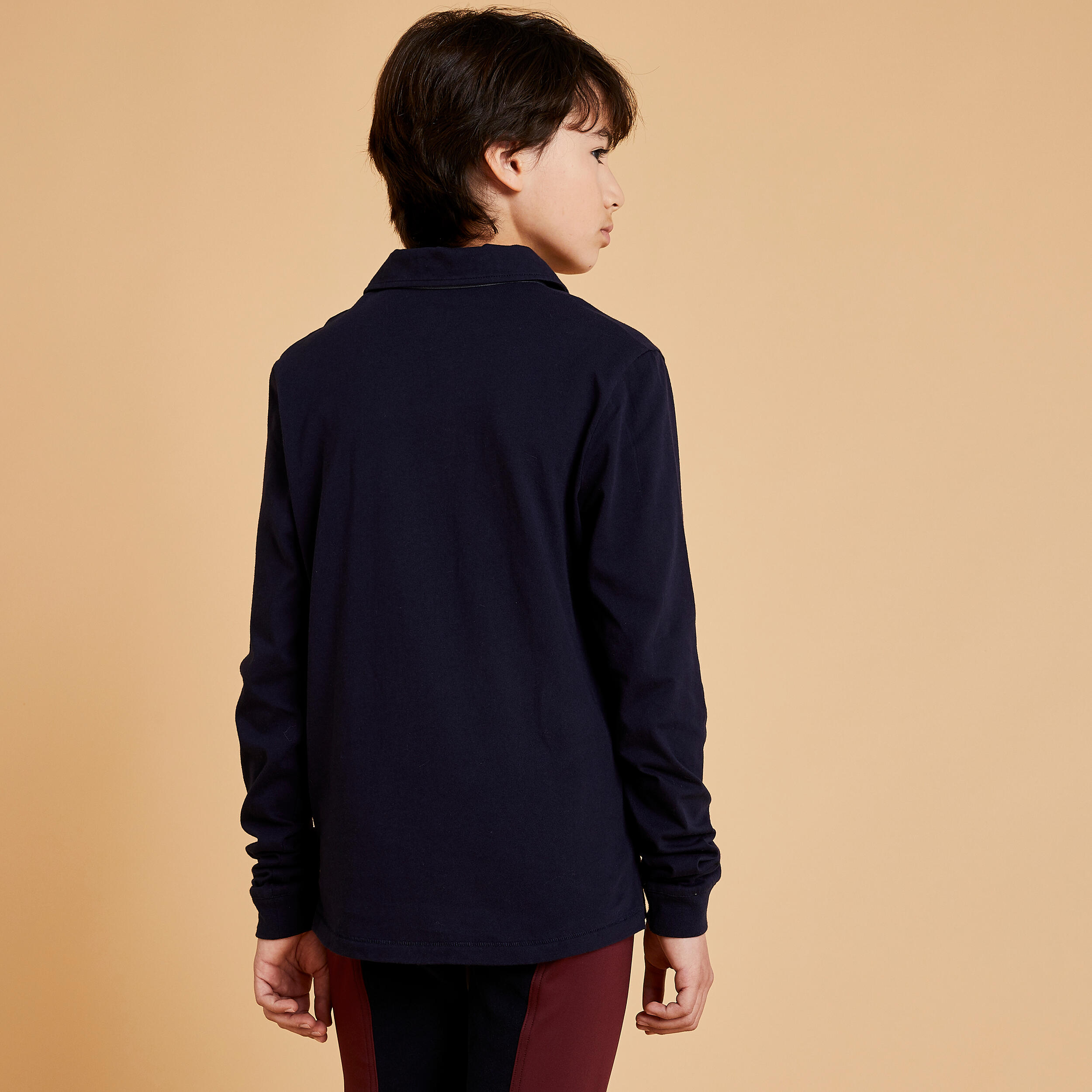 Boys' Horse Riding Long-Sleeved Polo 100 - Navy 5/6