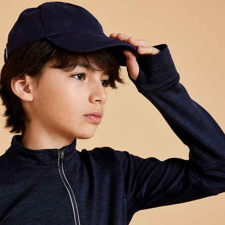 Kids' Horse Riding Long-Sleeved Warm Polo Shirt 500 - Navy