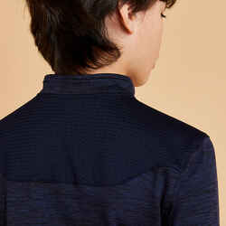 Kids' Horse Riding Warm Long-Sleeved Polo 500 Warm - Navy Blue